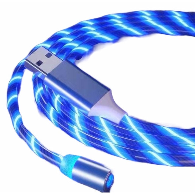 Imagine pentru Cablu incarcare X-Cable 360, luminat LED, cu 3 capete magnetice (nu transfera date), 1m, albastru