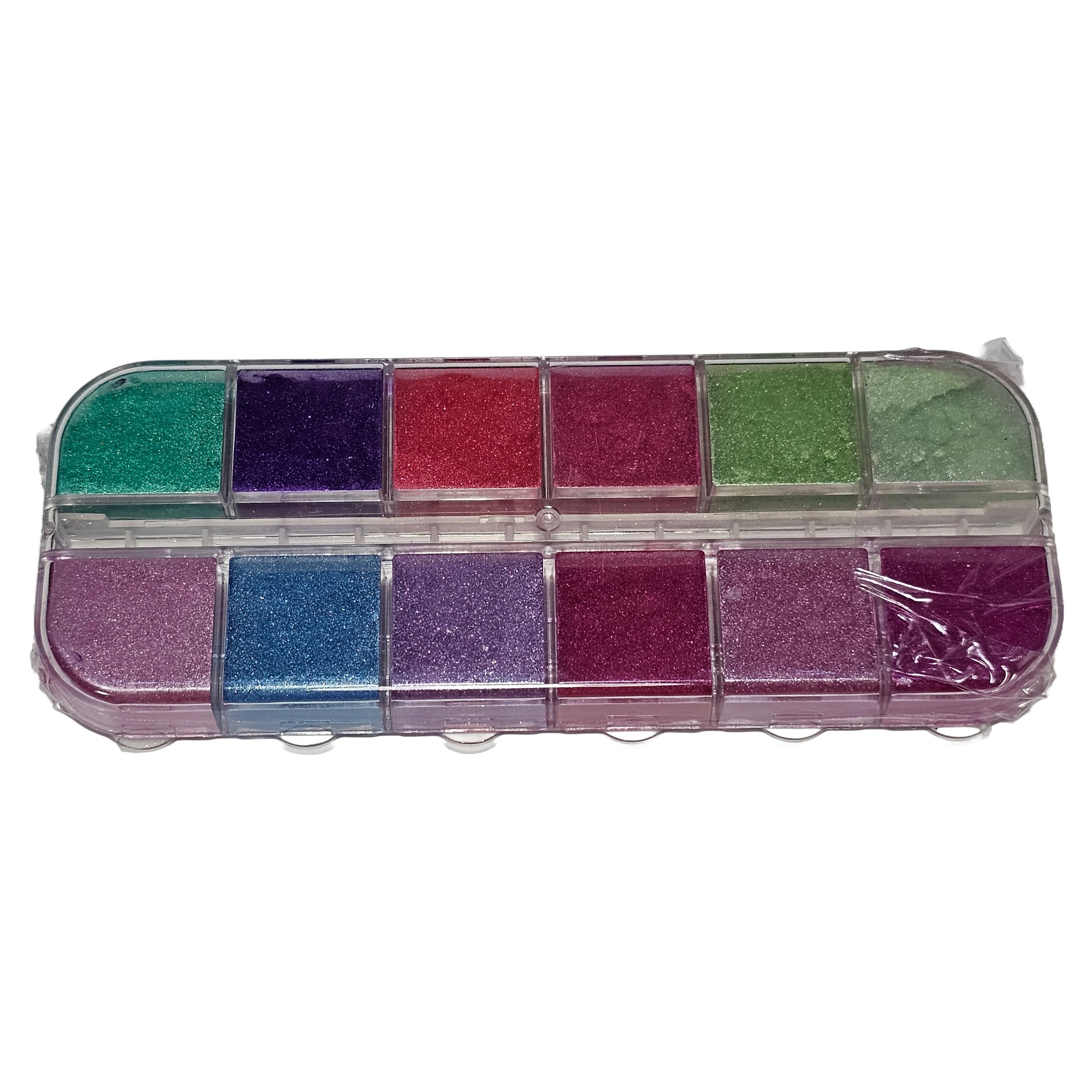 Imagine pentru Cutie mix 12 culori Pudra fina Sclipici de Unghii