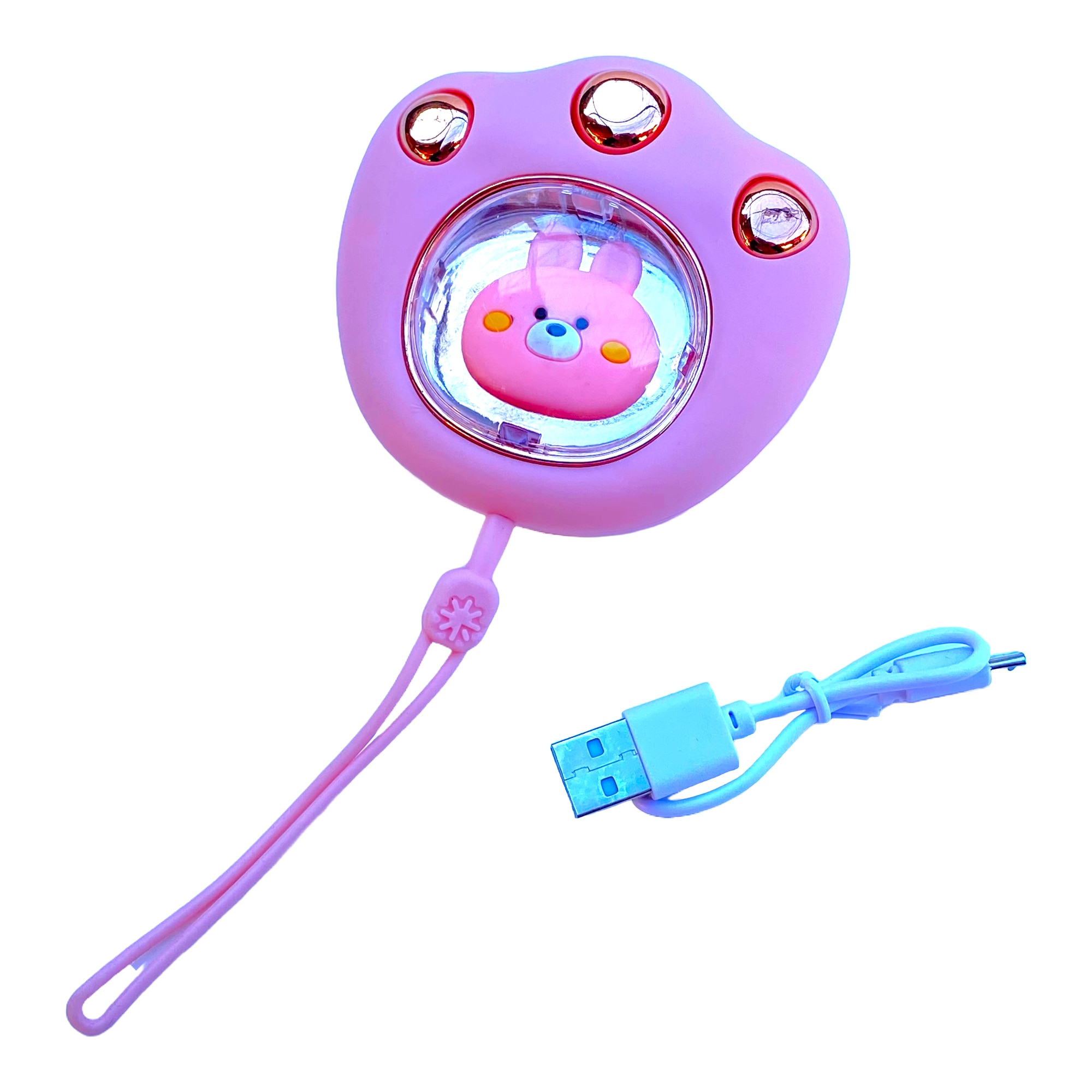 Imagine pentru Incalzitor de maini, portabil, cu LED, cu figurina de iepuras, roz