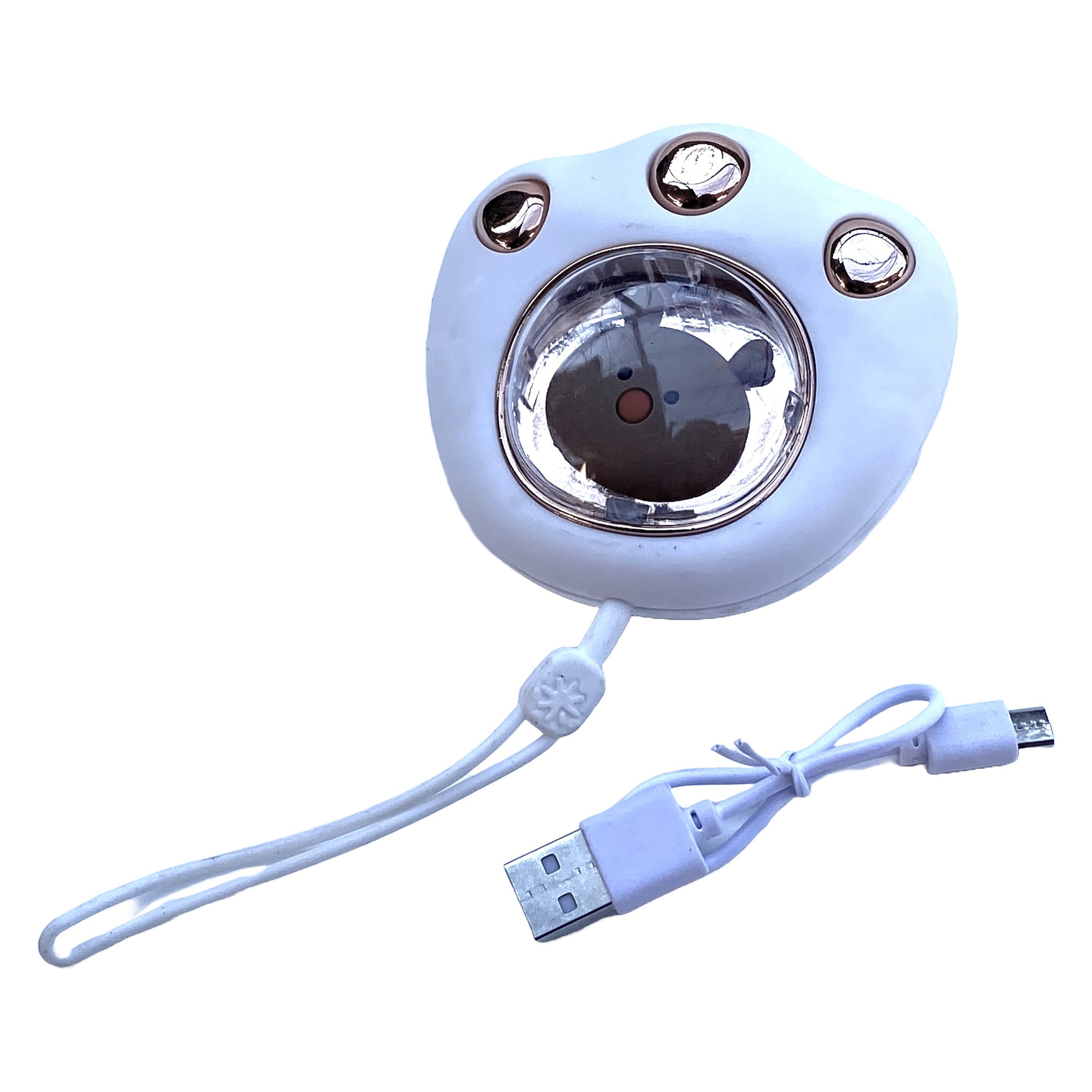 Imagine pentru Incalzitor de maini, portabil, cu LED, cu figurina de ren, alb