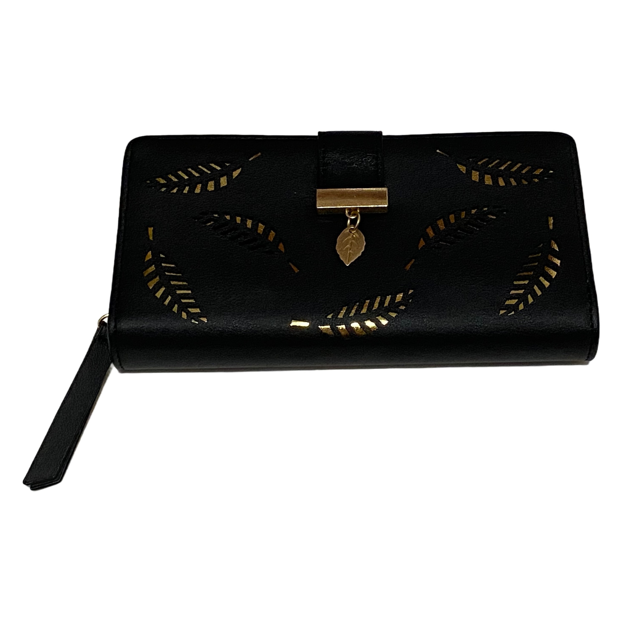 Imagine pentru Portofel dama din piele ecologica, Auriu/Negru