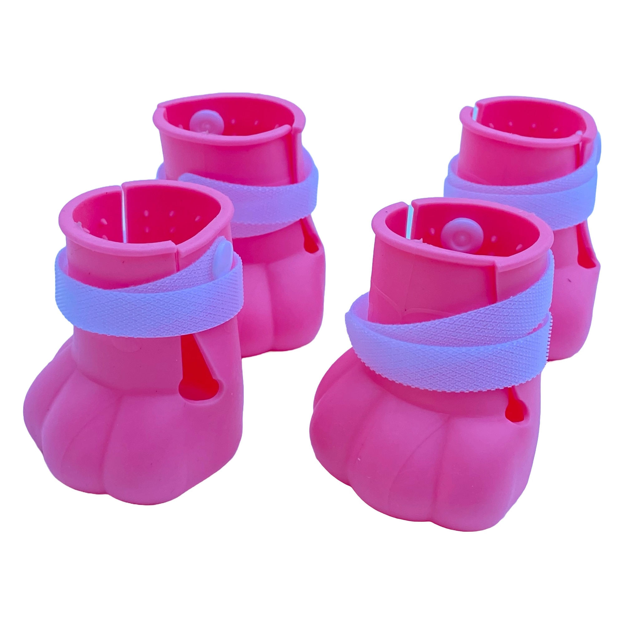 Imagine pentru Set 4 piese, incaltaminte reglabila anti-zgarieturi din silicon pentru pisici, Roz