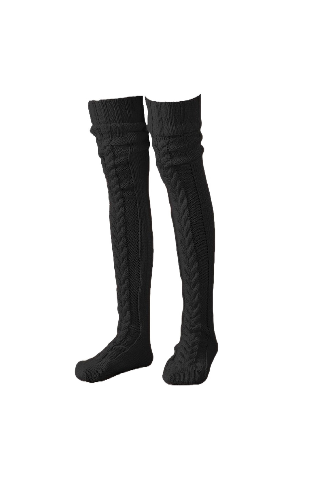 Imagine pentru Sosete lungi peste genunchi de dama, tip jambiere, model tricotat, negre marime 36 - 40